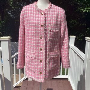 Walter Baker Pink and White Blazer Classic Tweed Style